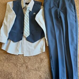 Boy’s Blue Suit Set with Vest and Tie